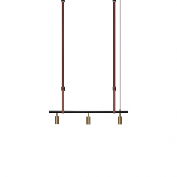 Long John 3 Pendel Black/Brass/Brown Leather i gruppen Belysning / Inomhus / Taklampor hos Vxj Elektriska (RUBN-470703001)